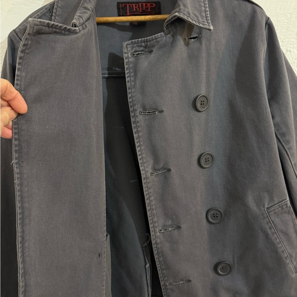 Tripp NYC Double-Breasted Gray Jacket Pea Coat Medium - Picture 8 of 12